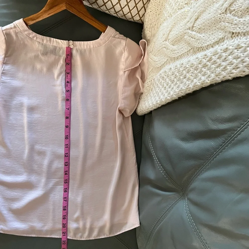 Petal Pink BANANA REPUBLIC Butterfly Cap Sleeve SILKY Short Sleeve BLOUSE Top XS - Picture 9 of 11